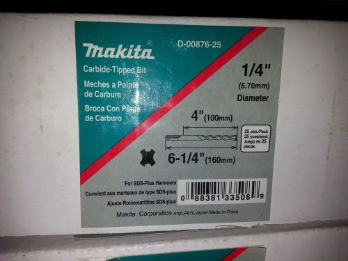 NEW Makita D-00876-25 1/4&#034; x 4&#034; x 6-1/4&#034; SDS Hammer Bit (25-Pack)