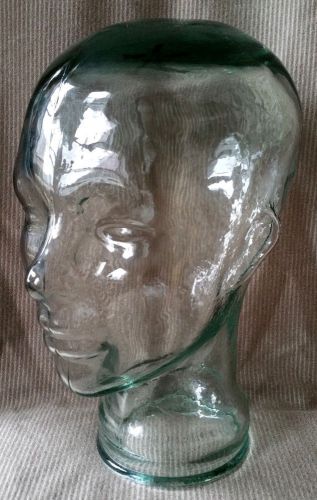 Vintage Clear Glass Mannequin Head Life Size Hat Wig Display