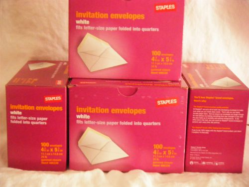 400 Staples Invitation Envelopes with Gummed Closure, White, 100/Box