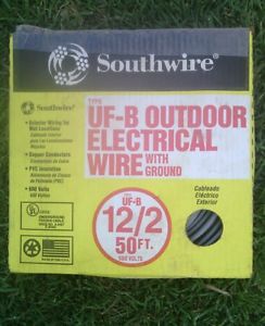 Southwire UF-B Outdoor Electrical Wire 50 Ft 12/2 with Ground 600V NIB