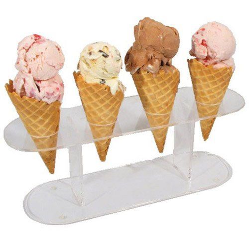 Winco acn-4 acrylic 4-hole ice cream cone stand for sale