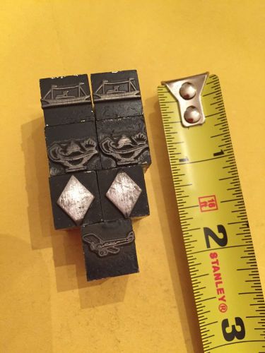 7 letterpress all metal cuts/digbats - diamond, airplane, ship, lantern