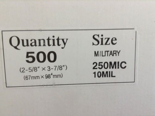 500 Hot 10 Mil Military Card Laminating Pouches 2-5/8 x 3-7/8 Clear