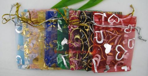 FREE SHIP 100pcs Mixed Style/Color Gauze Jewelry/Gift Bag 70X90MM BE676