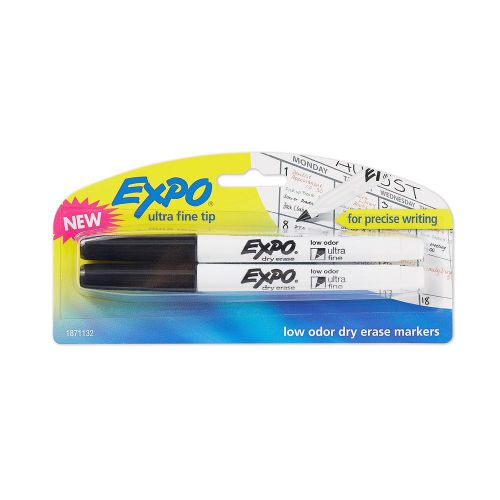 Expo low-odor dry erase markers ultra-fine tip 2-pack black for sale