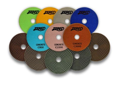 Zered 5&#034; diamond concrete resin polishing pads 1 set for sale