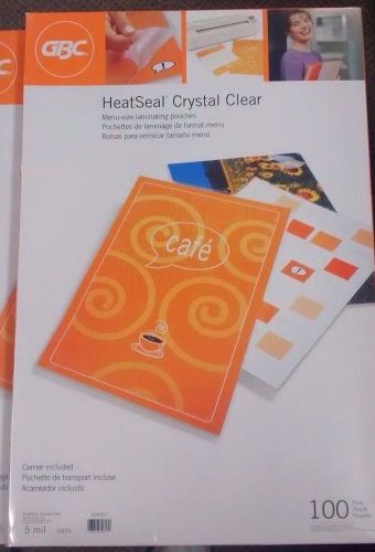 *new* gbc menu size heatseal crystal clear 5 mil heat seal laminate pack 3200417 for sale