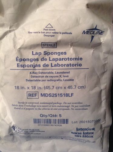 MEDLINE LAP SPONGES QUANTITY 25 NEW STERILE REF MDS251518LF LATEX FREE