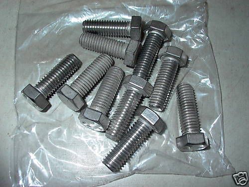 LOT OF TEN 1/2&#034; X 1-1/2&#034; 13 TPI  STAINLES STEEL HEX HEAD BOLTS