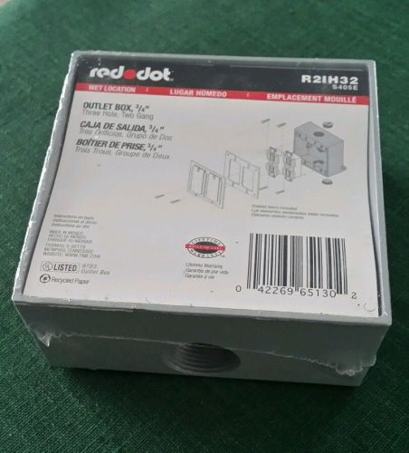Red Dot 2IH32 Three hole 3/4&#034; Two Gang Outlet Box 97B3 - New Sealed