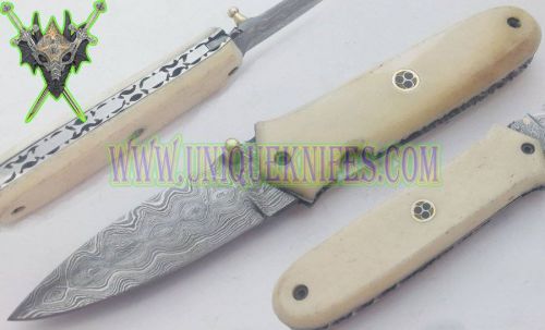 One of kind! Custom hand made beautiful damascus steel folding knife uk-00069.1f