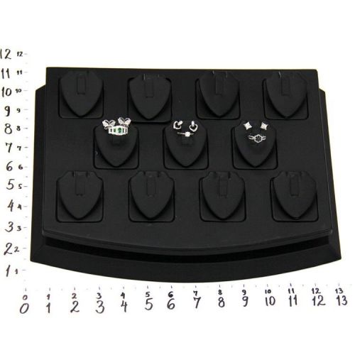 Ring and Earring 11 Clip Set Black Faux Leather