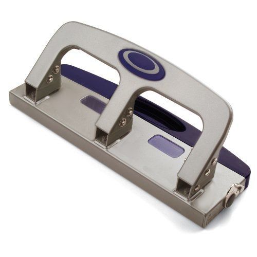 Officemate deluxe medium duty 3-hole punch with chip drawer, silver and navy, for sale