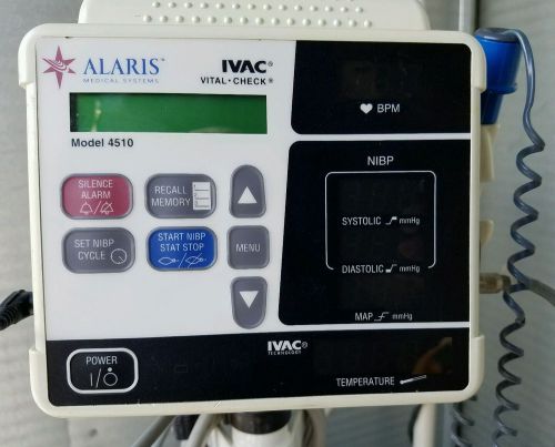 Ivac Alaris Model 4510-4510a Vital Check Monitor w/ Stand