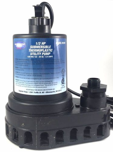 Superior Pump 91570 1/2 hp Thermoplastic Submersible Utility Pump