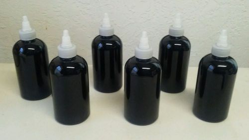 Lot of (6) black 8 oz twist cone top plastic bottles