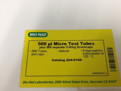 BIO-RAD 500ul Micro Test Tube plus 500 Separated O-Ring Screwcaps Cat# 224-0160