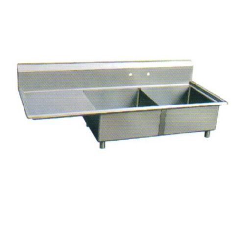 L&amp;J LJ1216-2L, 12x16-Inch 2-Compartment Stainless Steel Sink with Left Drainboar