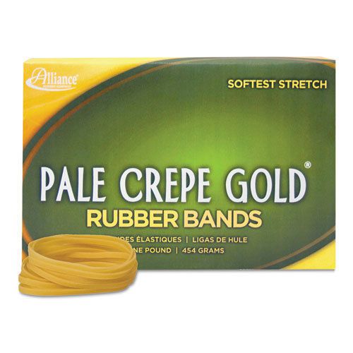 Pale crepe gold rubber bands, sz. 117b, 7 x 1/8, 1lb box for sale