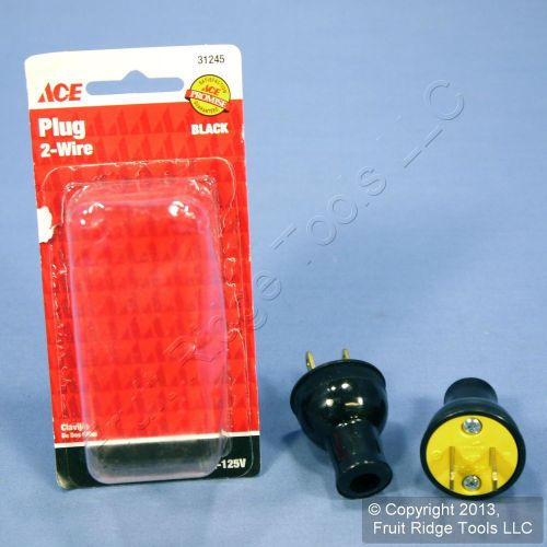 2 ace black straight blade easy grip plug nema 1-15 15a 125v 31245 for sale