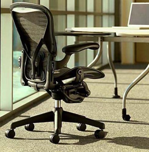 Herman miller aeron office chair graphite wave hematite posturefit lumbar size c for sale