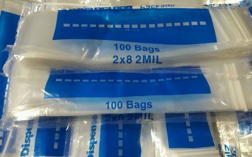 2 x 8 ZIPLOCK BAGS CLEAR 2MIL POLY BAGS 2&#034; WIDE x 8&#034; LONG BAGGIES 3,000 PIECES