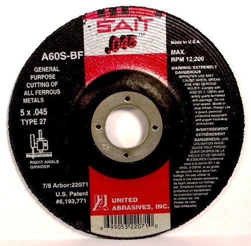 Sait 22071 type 27 5-inch x .045-inch x 7/8-inch a60s general purpose depressed for sale