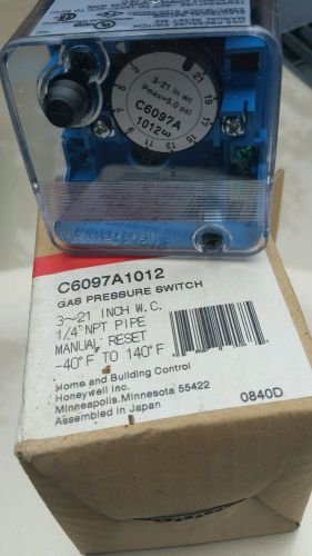 HONEYWELL Manual Reset  3-21&#034; W.C. Gas Pressure Switchs C6097A1012