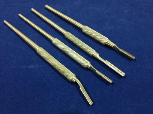 SET OF 4 ASSORTED SURGICAL ROUND SCALPEL BLADE HANDLES #3 #4 INSTRUMENTS KIT