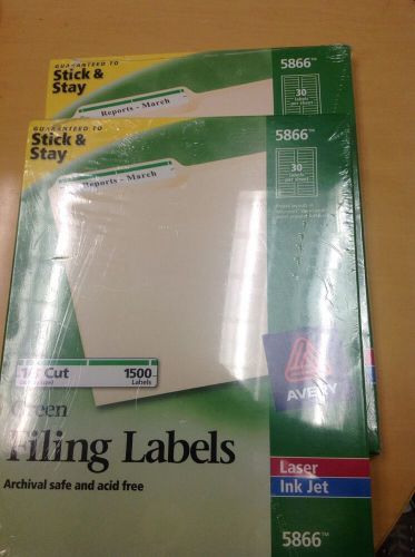 2 New Sealed Boxes Avery ® Green File Folder Labels 5866 Each Box of 1500 (5866)