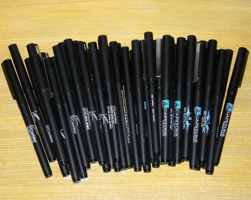 LOT OF 39 UNI-BALL ONYX MICRO POINT GEL INK PENS BLACK BLUE RED INK PROMO LOGOS