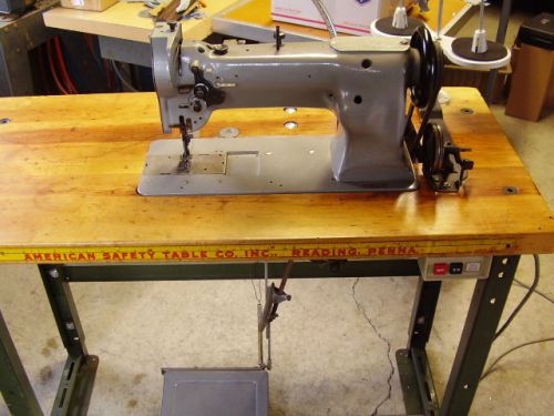 Consew 225 Walking Foot machine with vintage sewing table