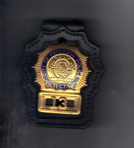 Paterson NJ Police Detective Badge CutOut Leather Belt Clip (badge not included)