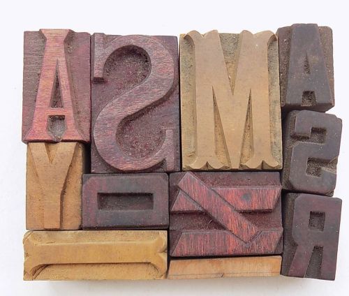 Letterpress Letter Wood Type Printers Block &#034;Lot Of 11&#034; Typography #bc-1118