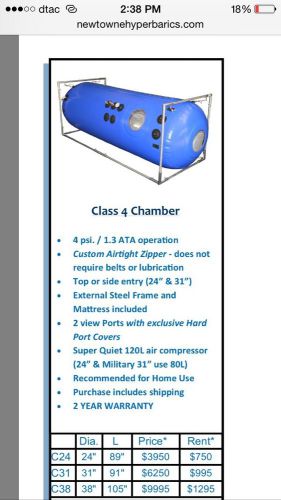 31&#034; hyperbaric chamber - brand new for sale