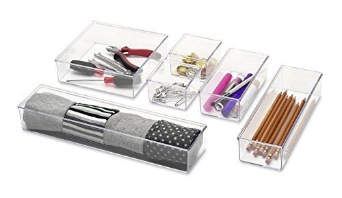 Whitmor 6789-4952 Clear Drawer Organizers, Set of 6