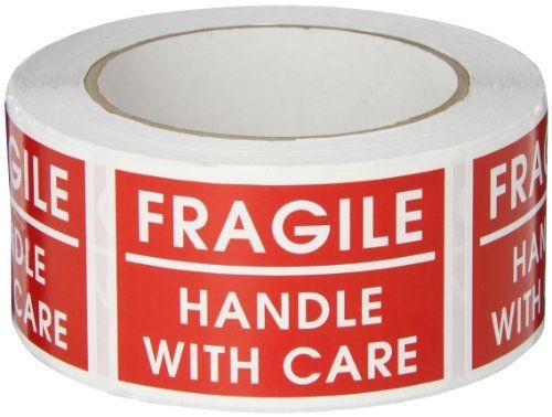 TapeCase &#034;Fragile Handle With Care&#034; Label - 500 per pack (1 Pack)