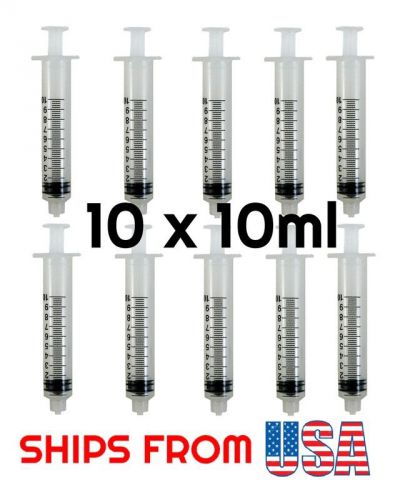 10 PACK - 10CC SYRINGES ONLY WITH LUER LOCK TIP 10ML STERILE NO NEEDLE