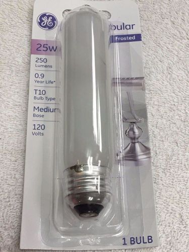 Light Bulb Tubular, 25 Watt Medium Base, 120 Volt,  Frosted 250 Lumens, T10