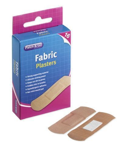 Patch &amp; Go Fabric Plasters - Pack of 16 Assorted