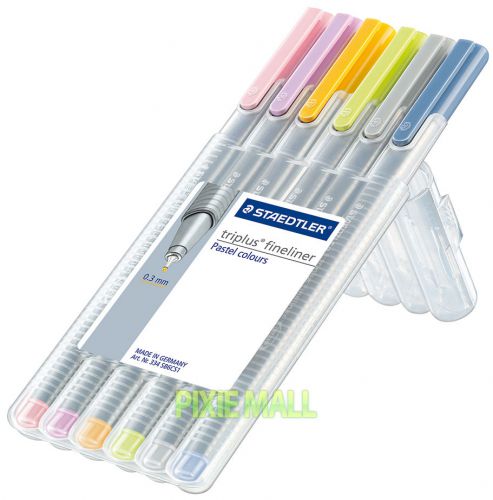 Staedtler 334 sb6 cs1 triplus 0.3mm fine liner pen - soft pastel 6 color set for sale
