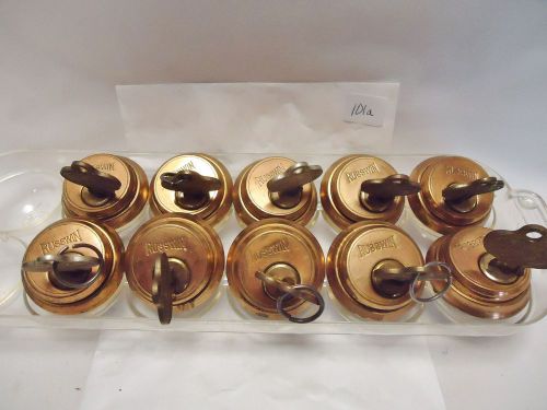 Vintage Lock Cylinders, with Keys - Russwin.  (Lot of 10)  Item ID: 101a