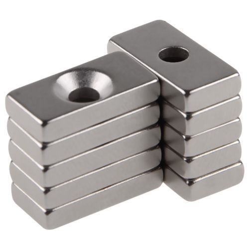 10pcs Super Strong Block Magnets 20x10x4mm Hole 4mm Rare Earth Neodymium N35
