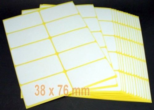 Sticker Label 38x76 mm white Paper Rectangle Blank 1.5x3&#034; inch Matte H 221
