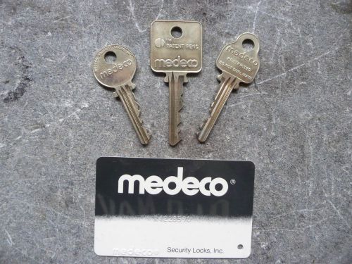 medeco Key lot of 3 with Security Card