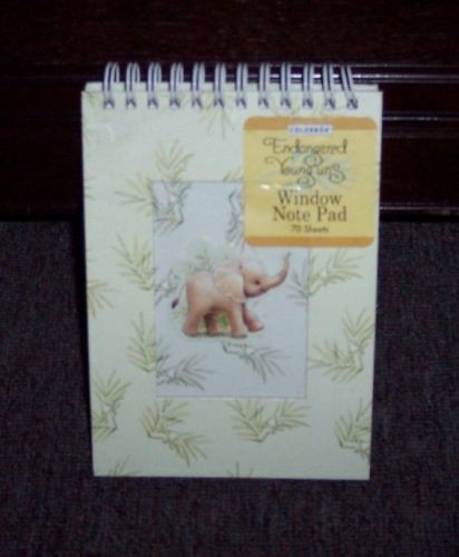 NEW ENDANGERED YOUNG&#039;UNS BABY ELEPHANT WINDOW NOTE PAD W/ 70 LINED SHEETS PAPER
