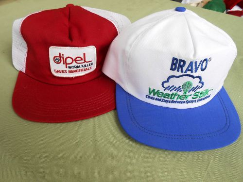 2 NEW BRAVO WEATHER STICK, DIPEL ADVERTISING LOGO BASEBALL SNAP BACK HATS CAPS