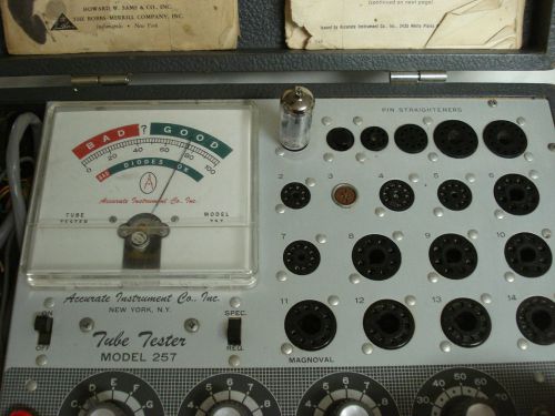 ACCURATE 257 TUBE TESTER-TESTED-WORKING-INST &amp; TUBE SUB BOOKS-CLEAN
