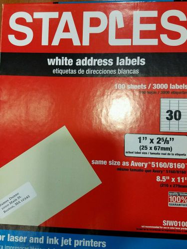 Staples  5160 White Mailing Labels 3000 Ct