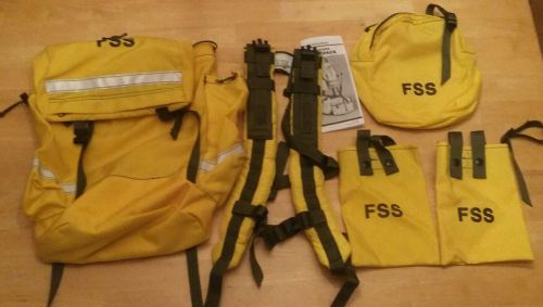 FSS Firefighter Field Pack, straps, canteen pouches and belt pack. Missing belt.